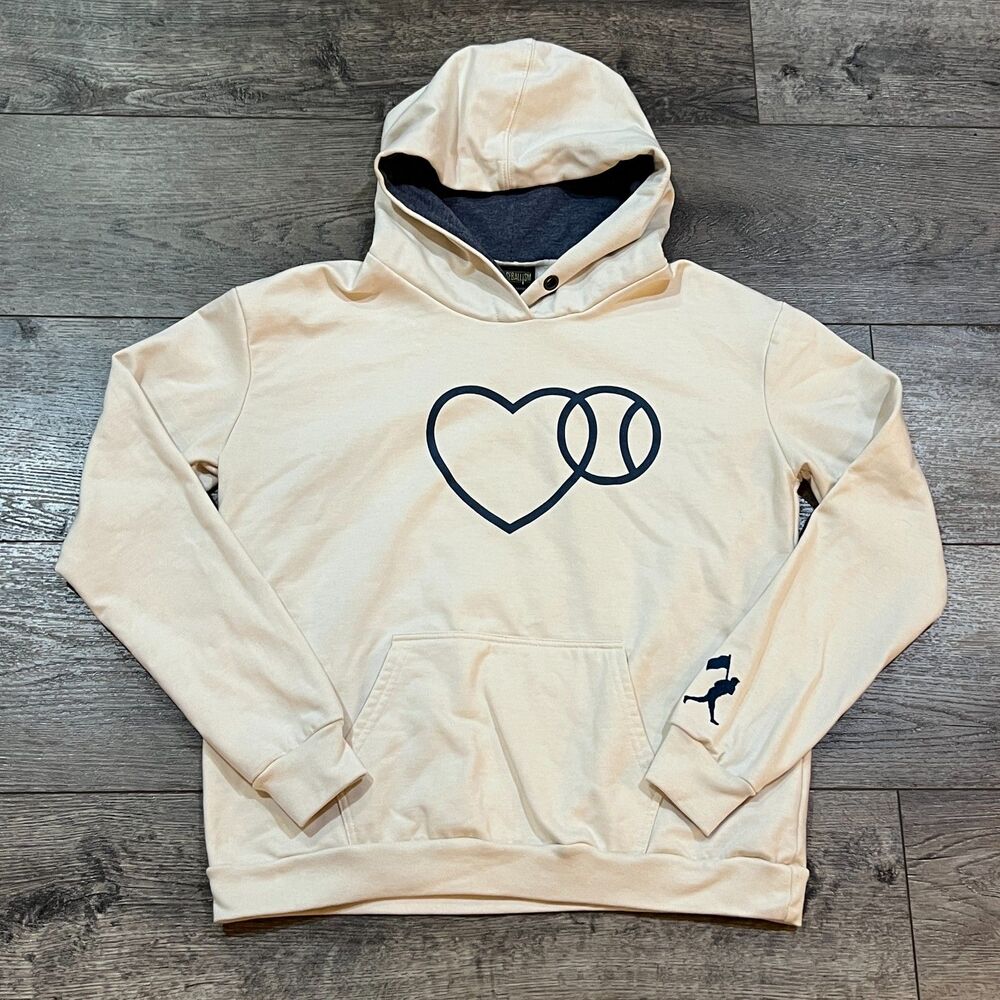 Baseballism Two Shapes One Love Baseball Mom Cream Hoodie - Women's Size Large